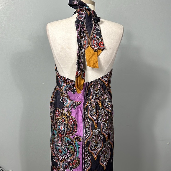 Express Purple Paisley Print Maxi halter open back dress size 10- gently used - Picture 7 of 12